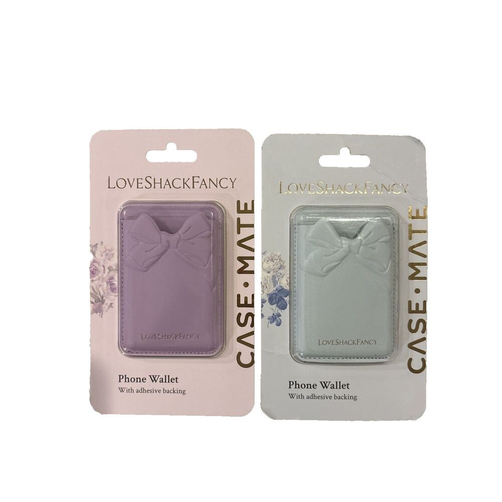 LoveShackFancy x Case-Mate Bow Phone Wallet Lot of 2 Hibiscus Blue NEW